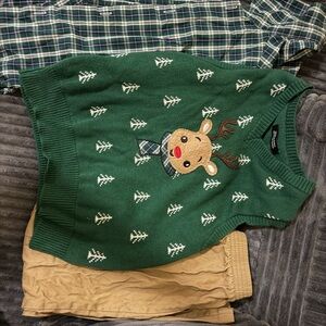 Green Reindeer Kids Sweater Vest